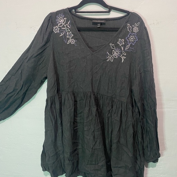 Lane Bryant Gray Embroidery Top - Picture 2 of 3